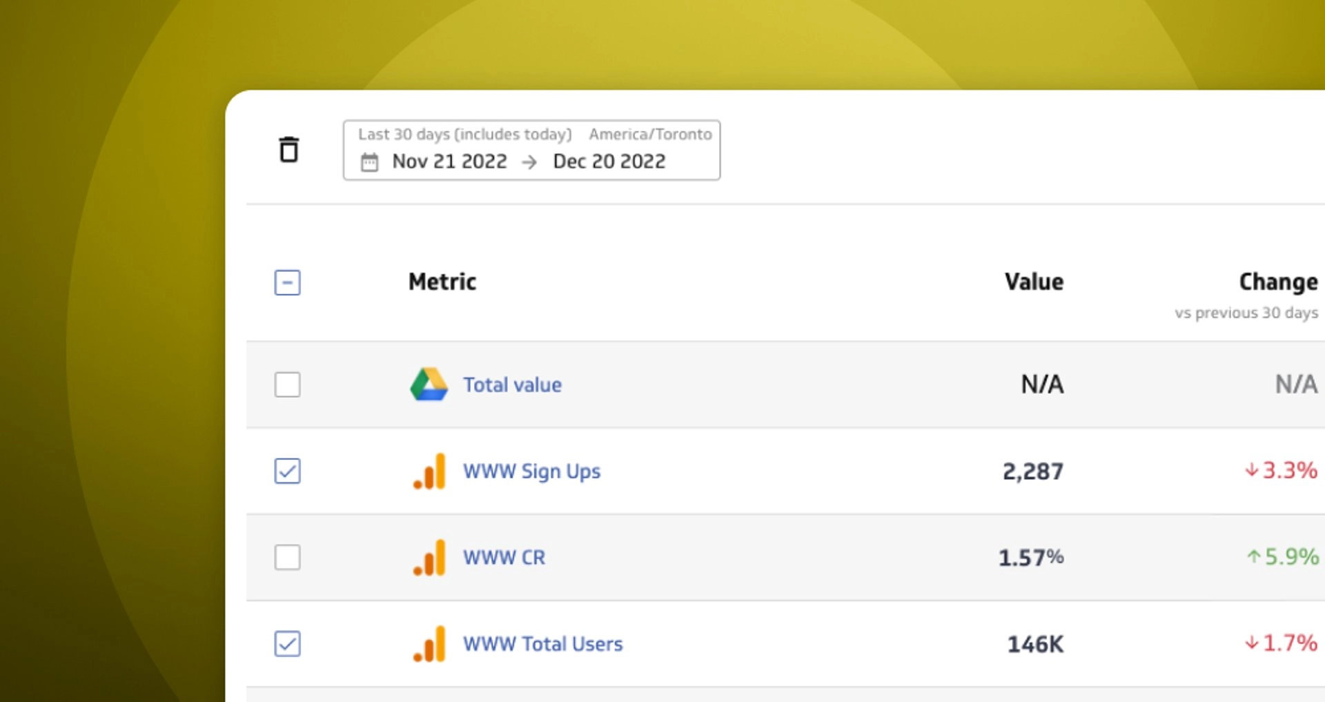 What’s New | Deleting Multiple Metrics