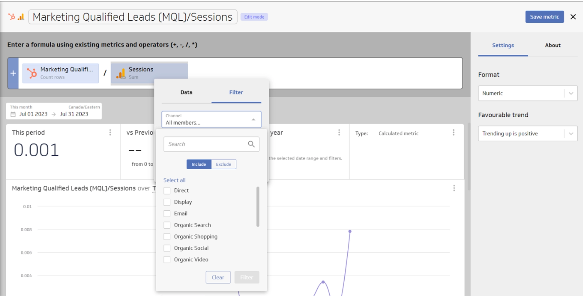 Power Metrics   Filtering Data by Dimension