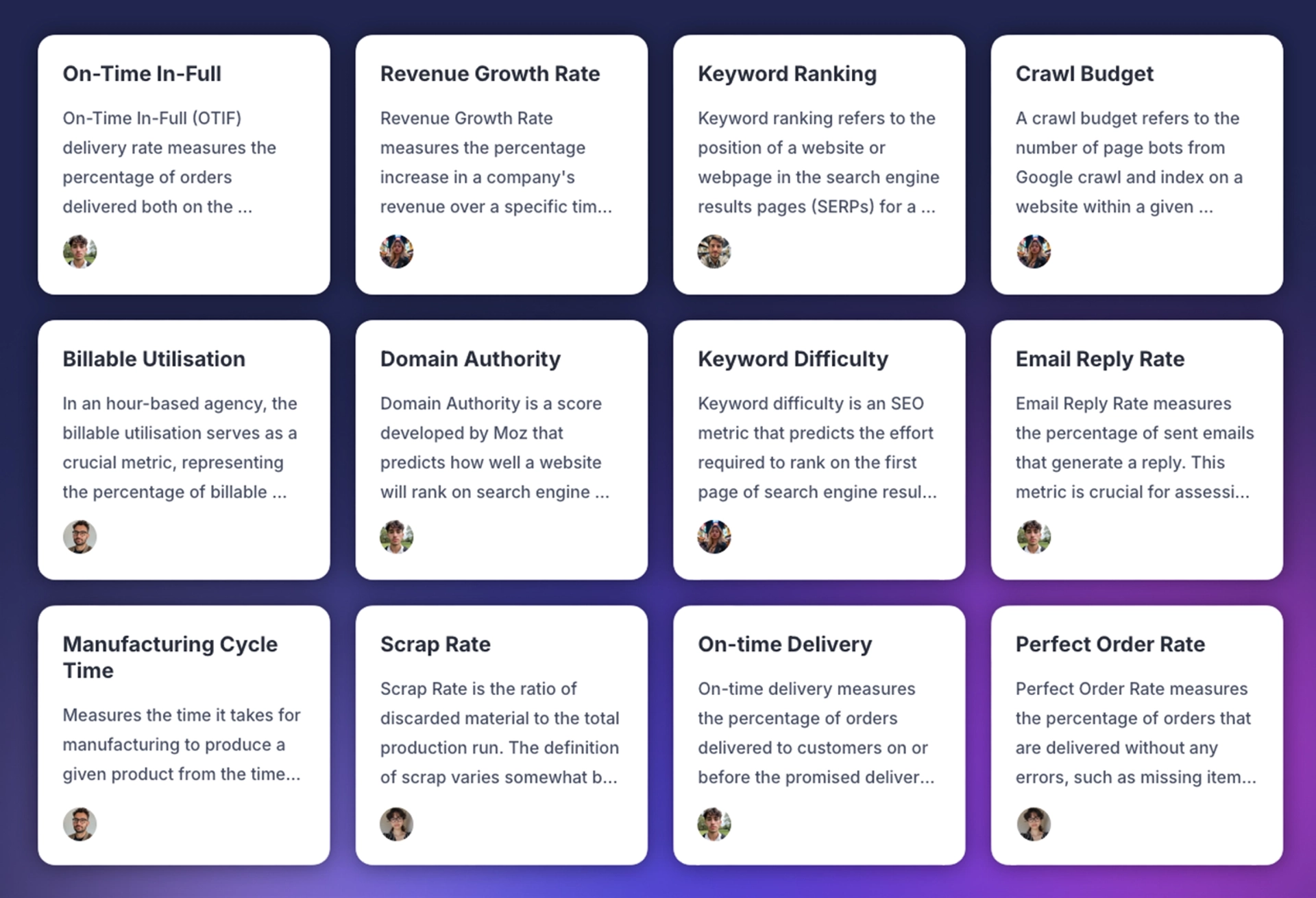 Metric Catalog Library Definitions
