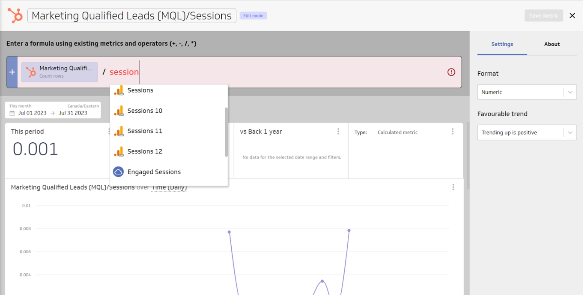 Power Metrics Formula Input